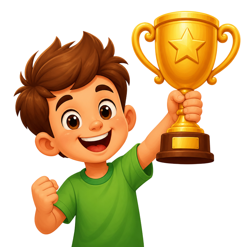 Criança com troféu